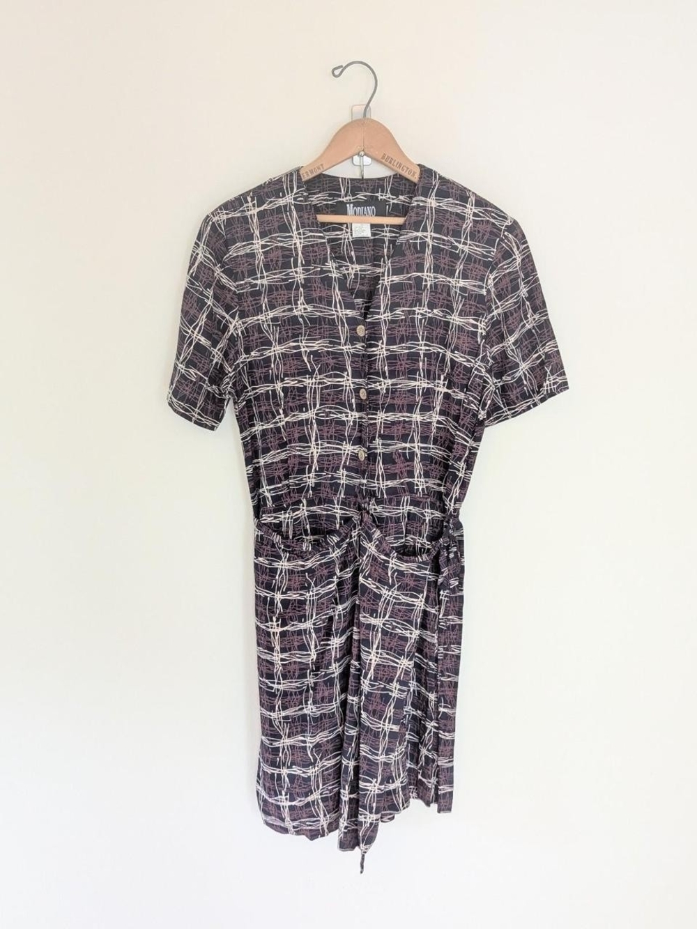 90s Vintage Printed Button Up Romper Dress